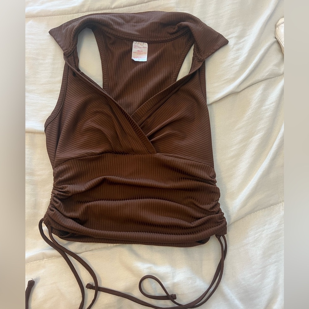 No Boundaries Brown Ribbed Tank Top